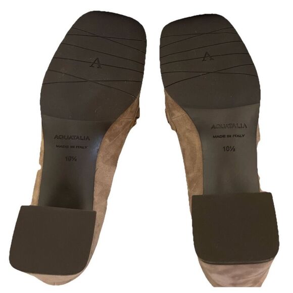 New $425 Aquatalia Cathie Suede Chain Heeled Loafers in Taupe Suede Sz. 10.5 - Picture 6 of 6